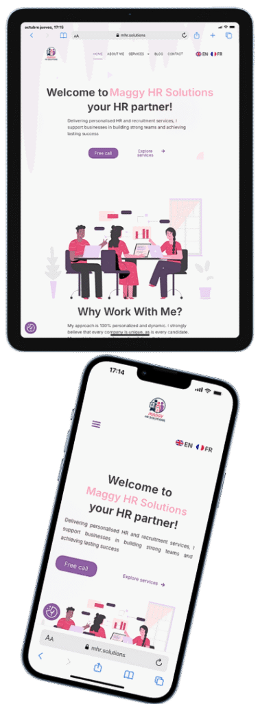 Aperçu du site MHR Solutions sur mobile et tablette