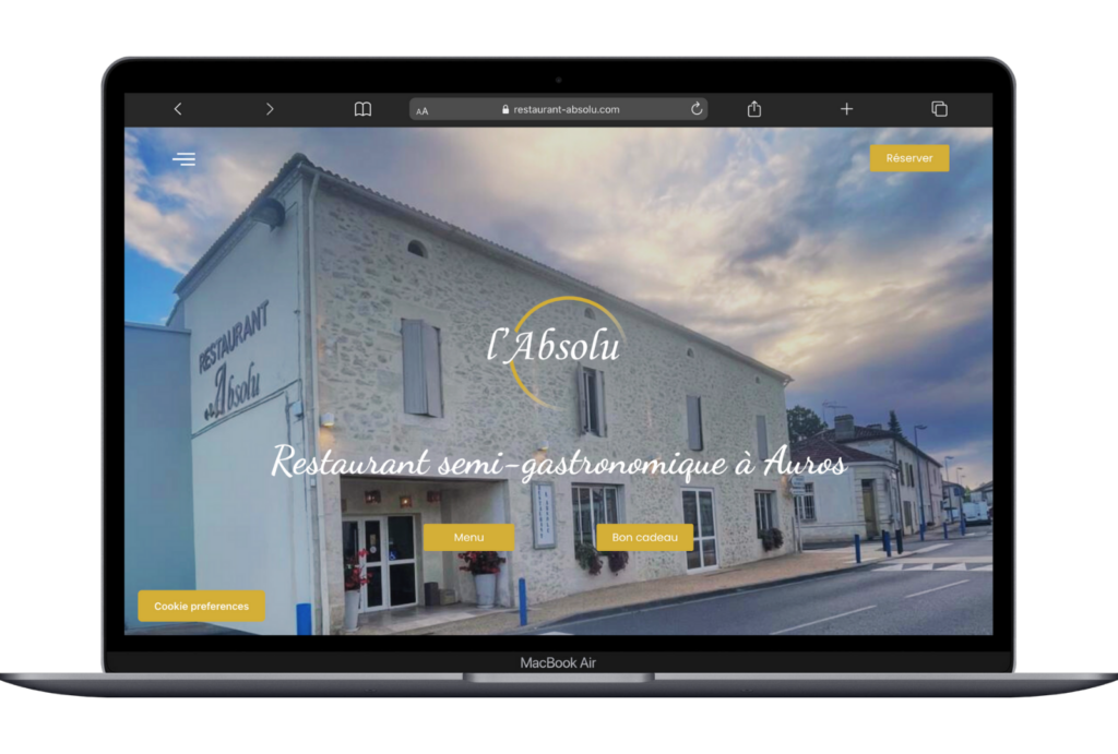 Site web optimisé SEO pour Restaurant l'Absolu - Version desktop